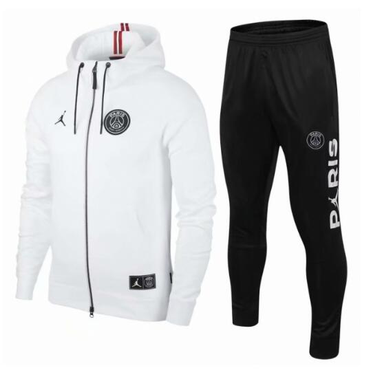2019-2020 Jordan chaqueta de entrenamiento con capucha PSG blanco